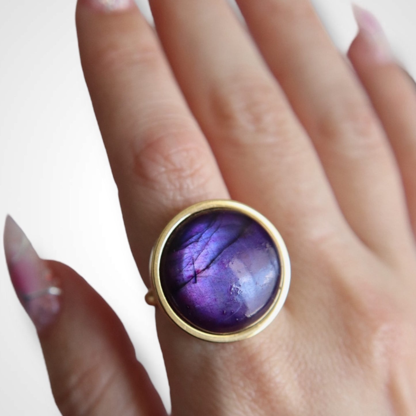 AYA Purple Labradorite Statement Ring Gold