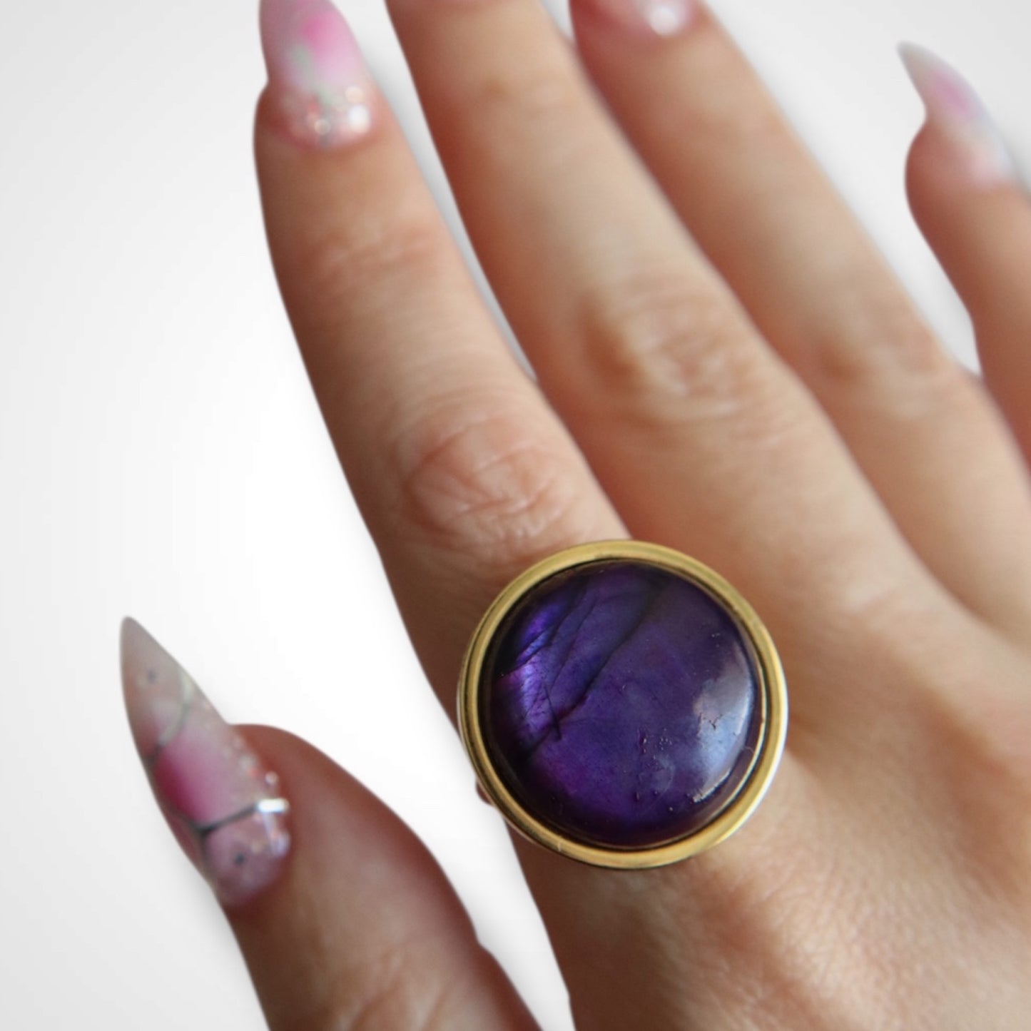 AYA Purple Labradorite Statement Ring Gold