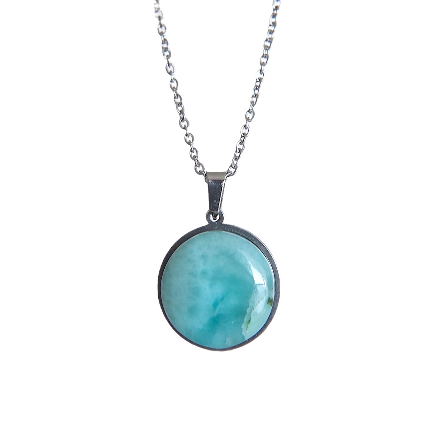 SAYA Larimar Pendant Statement Necklace Silver