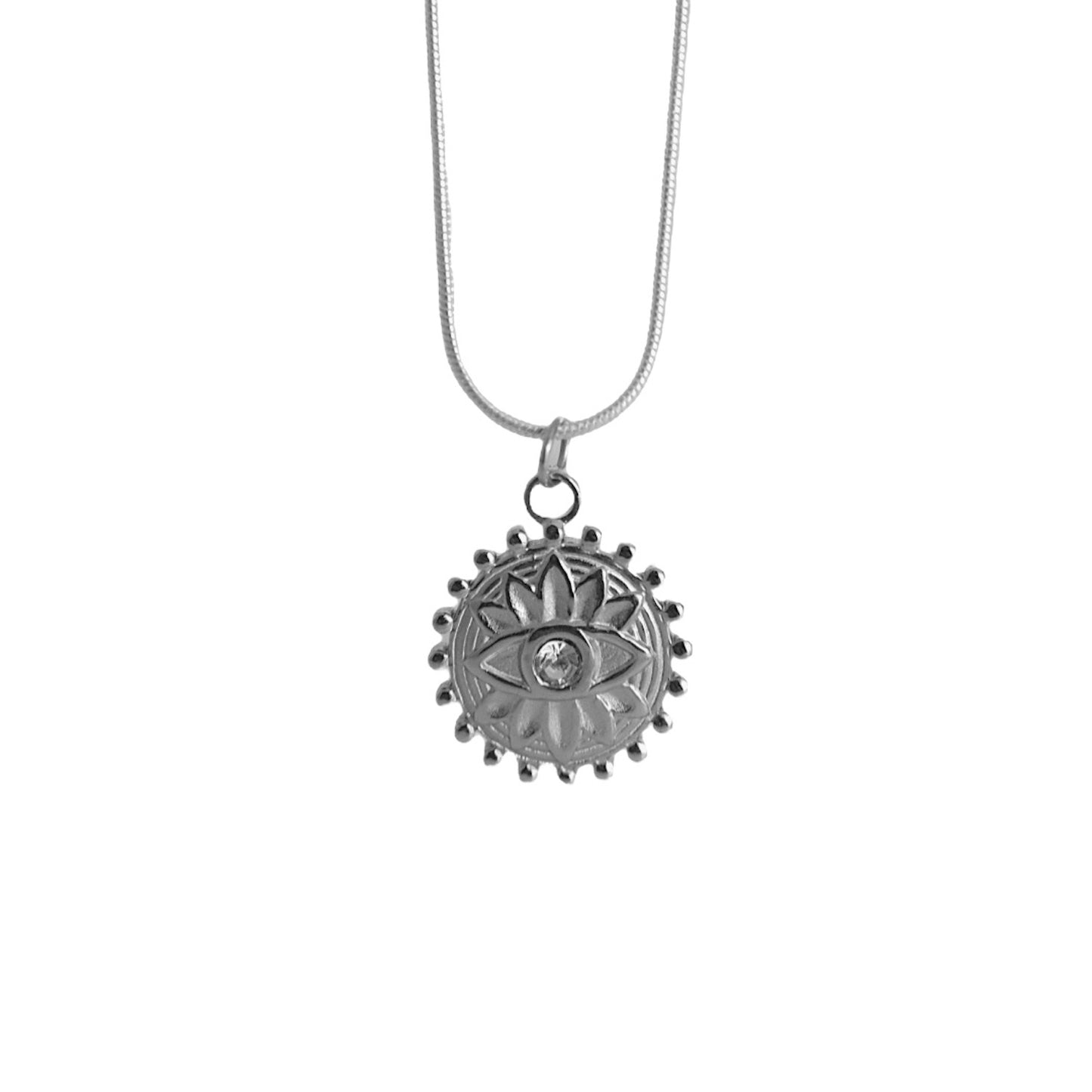 NAZAR Evil Eye Charm Necklace Silver