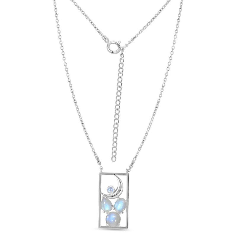 THOTH Crescent Moon Moonstone Pendant Necklace 925 Silver