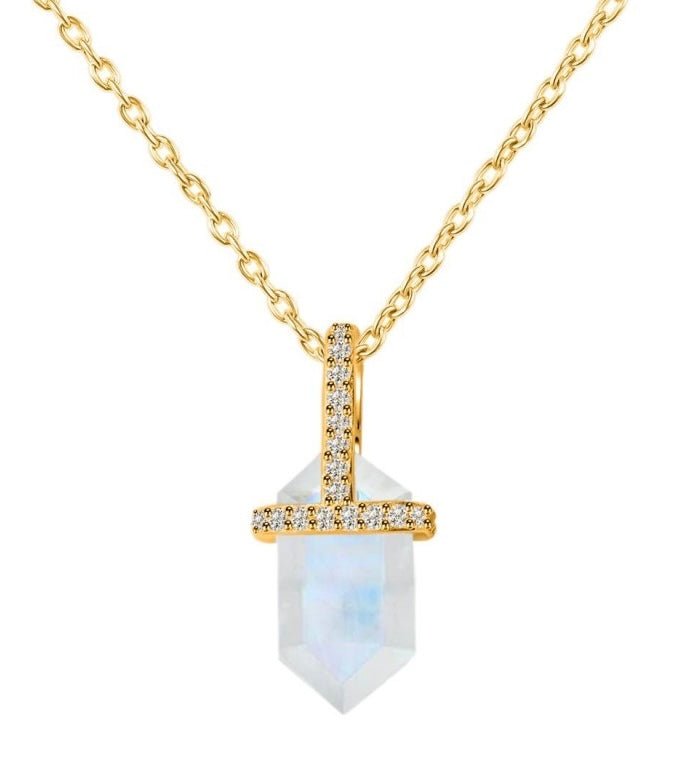 APHRODITE Moonstone Hexagon Necklace Gold 925 Silver - s o l i s t i a l