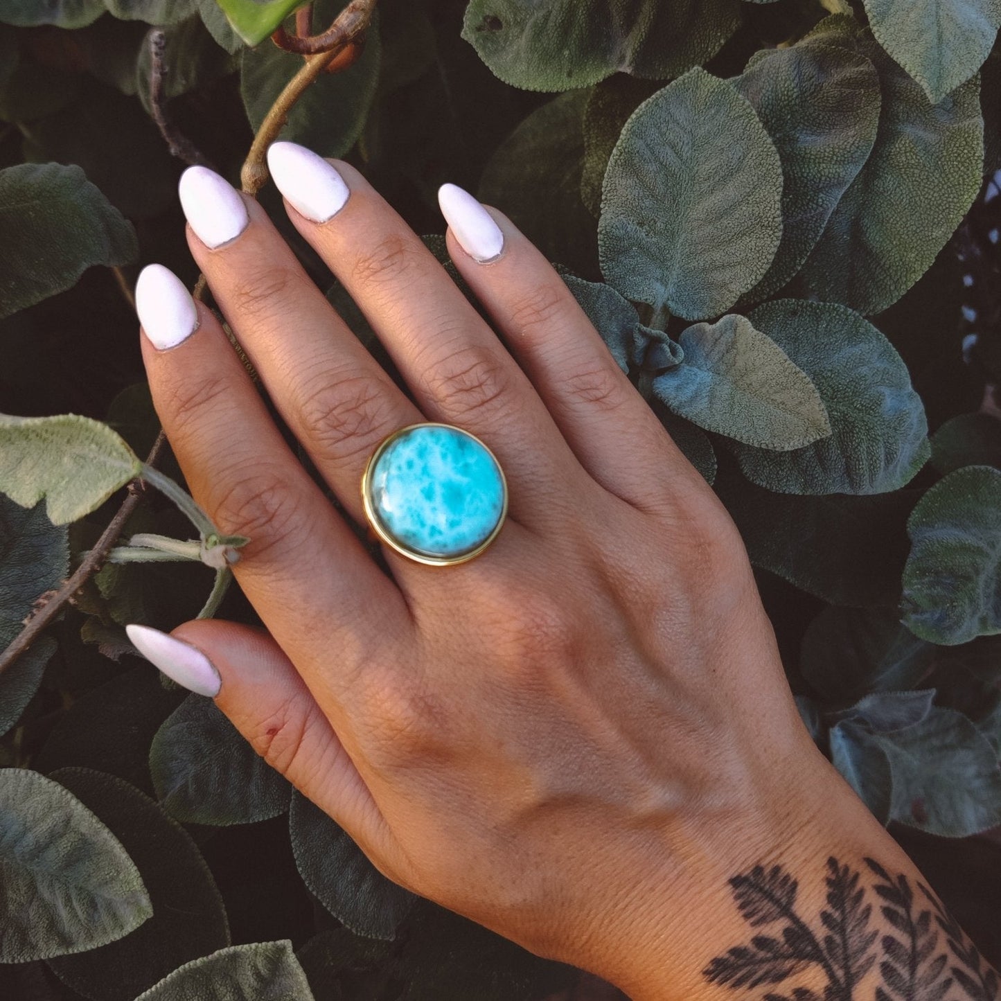 AYA Blue Larimar Statement Ring Gold - s o l i s t i a l