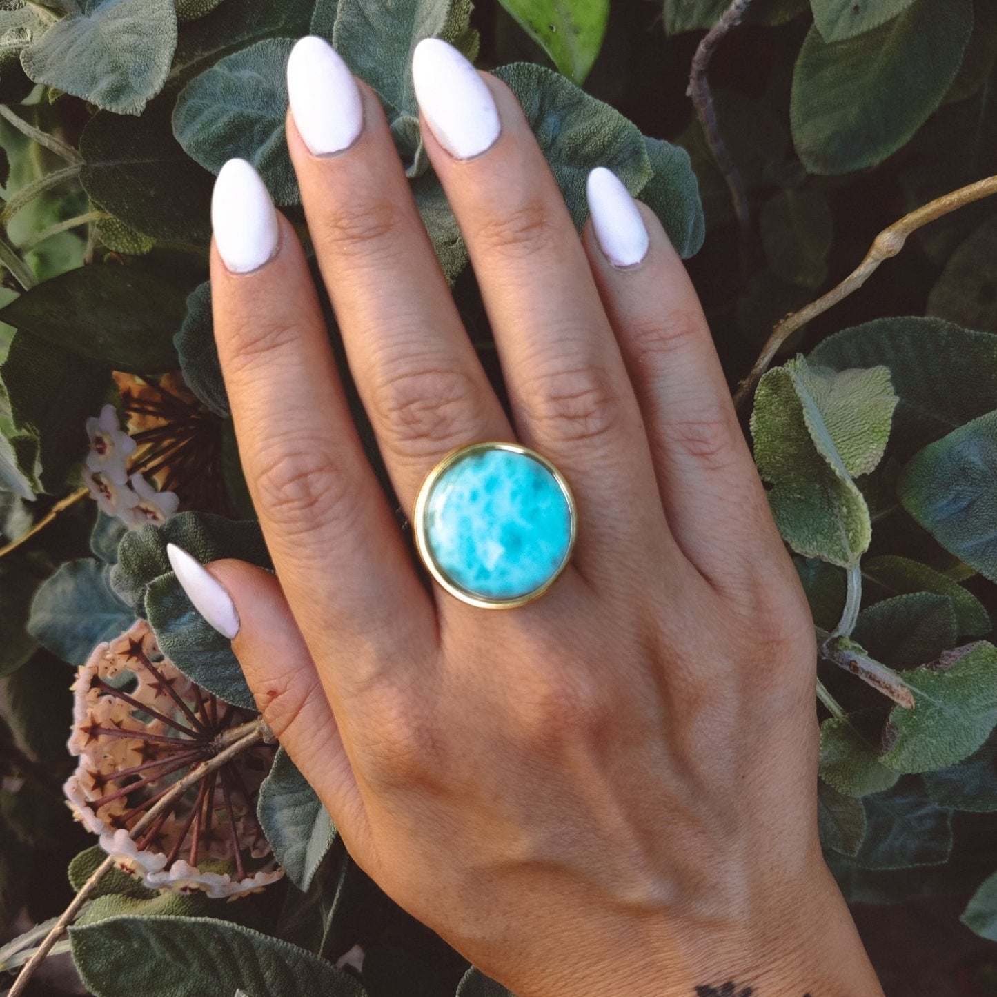 AYA Blue Larimar Statement Ring Gold - s o l i s t i a l