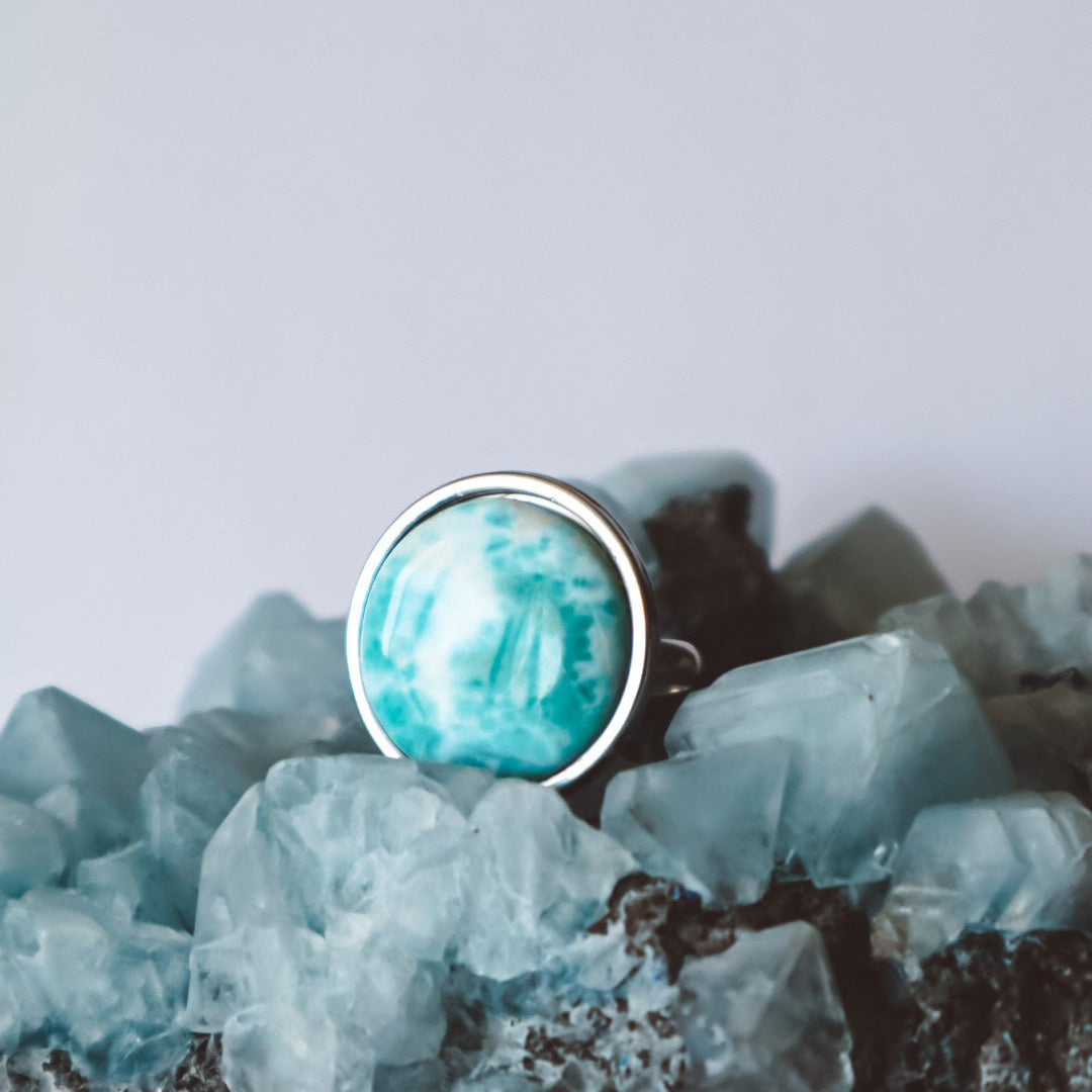 AYA Blue Larimar Statement Ring Silver - s o l i s t i a l