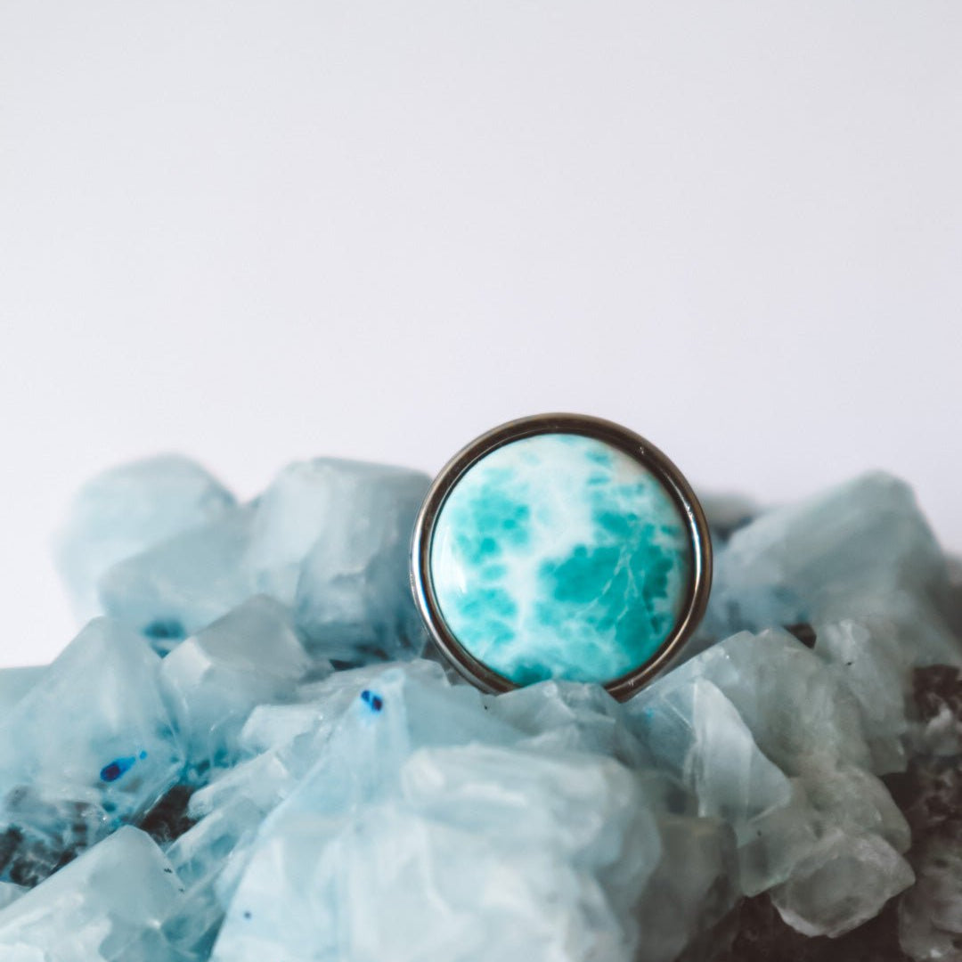 AYA Blue Larimar Statement Ring Silver - s o l i s t i a l