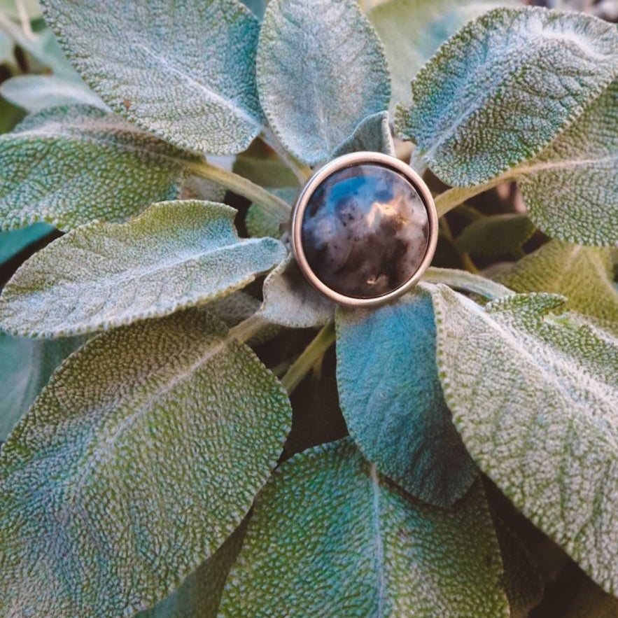 AYA Larvikite Statement Ring Silver - s o l i s t i a l