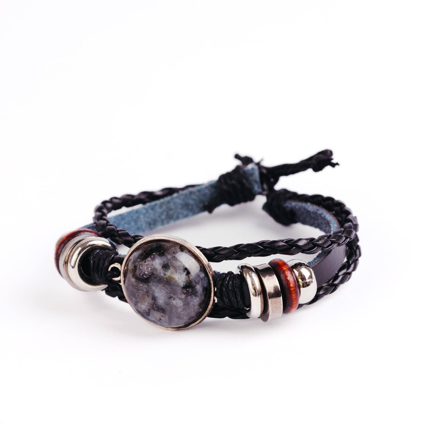 Larvikite Beaded Bracelet Stack