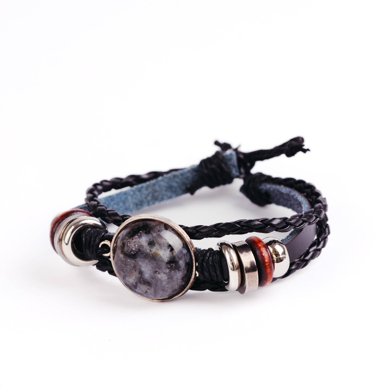 Larvikite Beaded Bracelet Stack