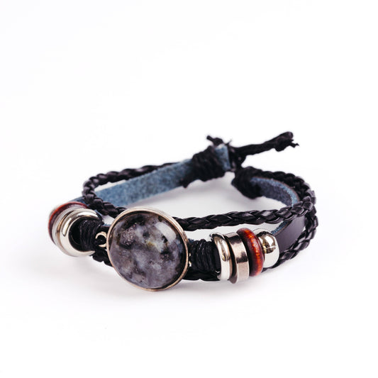 Larvikite Beaded Bracelet Stack