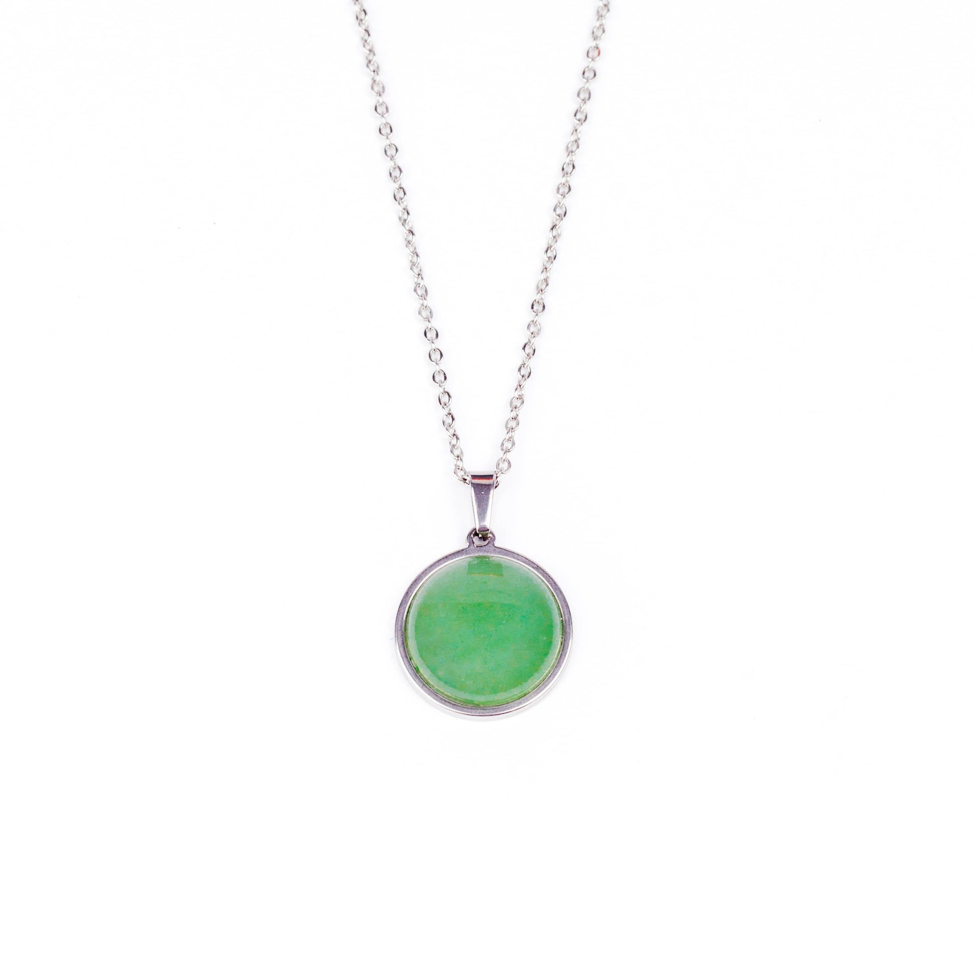 SAYA Green Aventurine Pendant Necklace - Silver