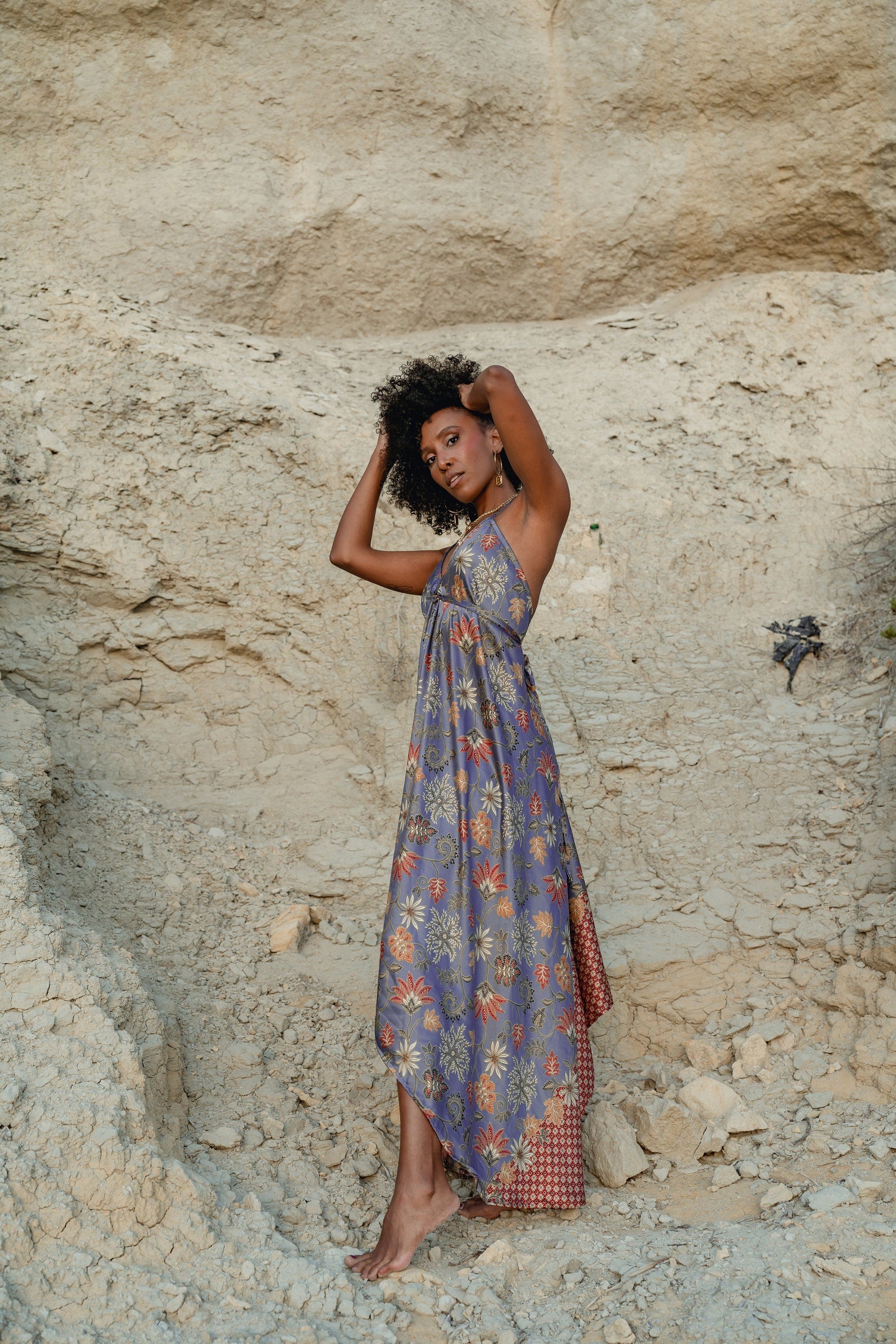 Purple Floral Silk Maxi Dress - Orchid