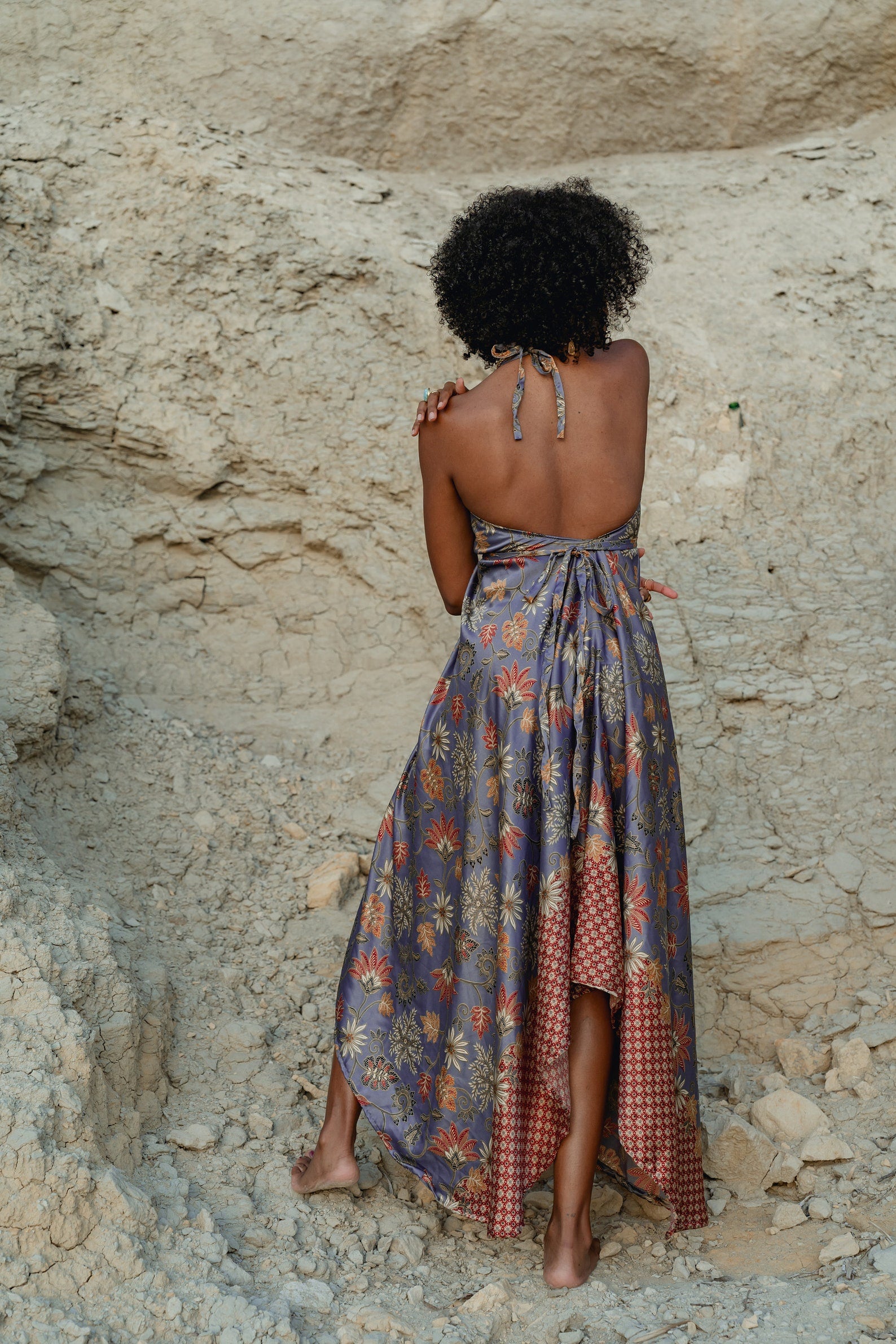 Purple Floral Silk Maxi Dress - Orchid