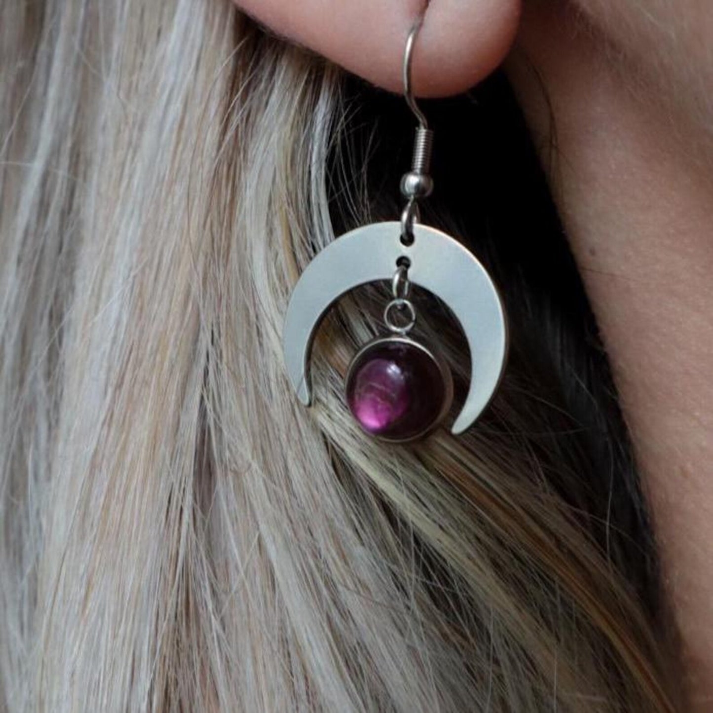 MOON SHADOW Purple Labradorite Earrings Gold