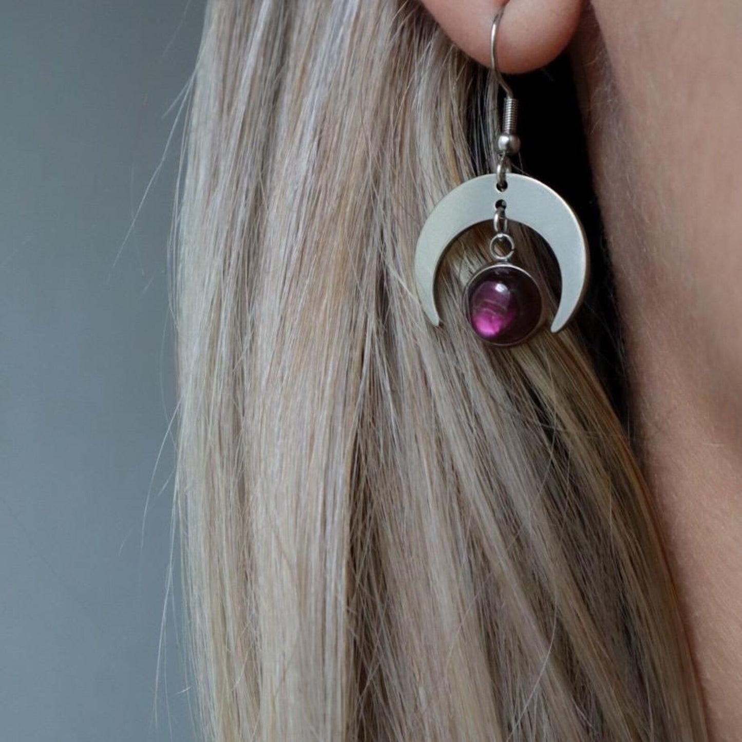 MOON SHADOW Purple Labradorite Earrings Silver