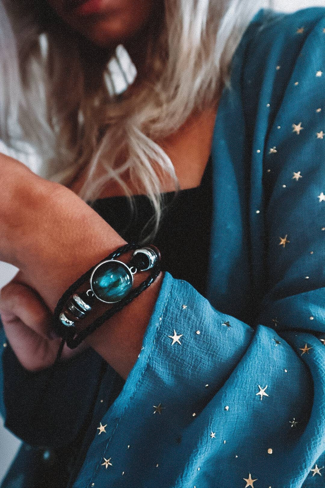 Blue Labradorite Beaded Stack Bracelet