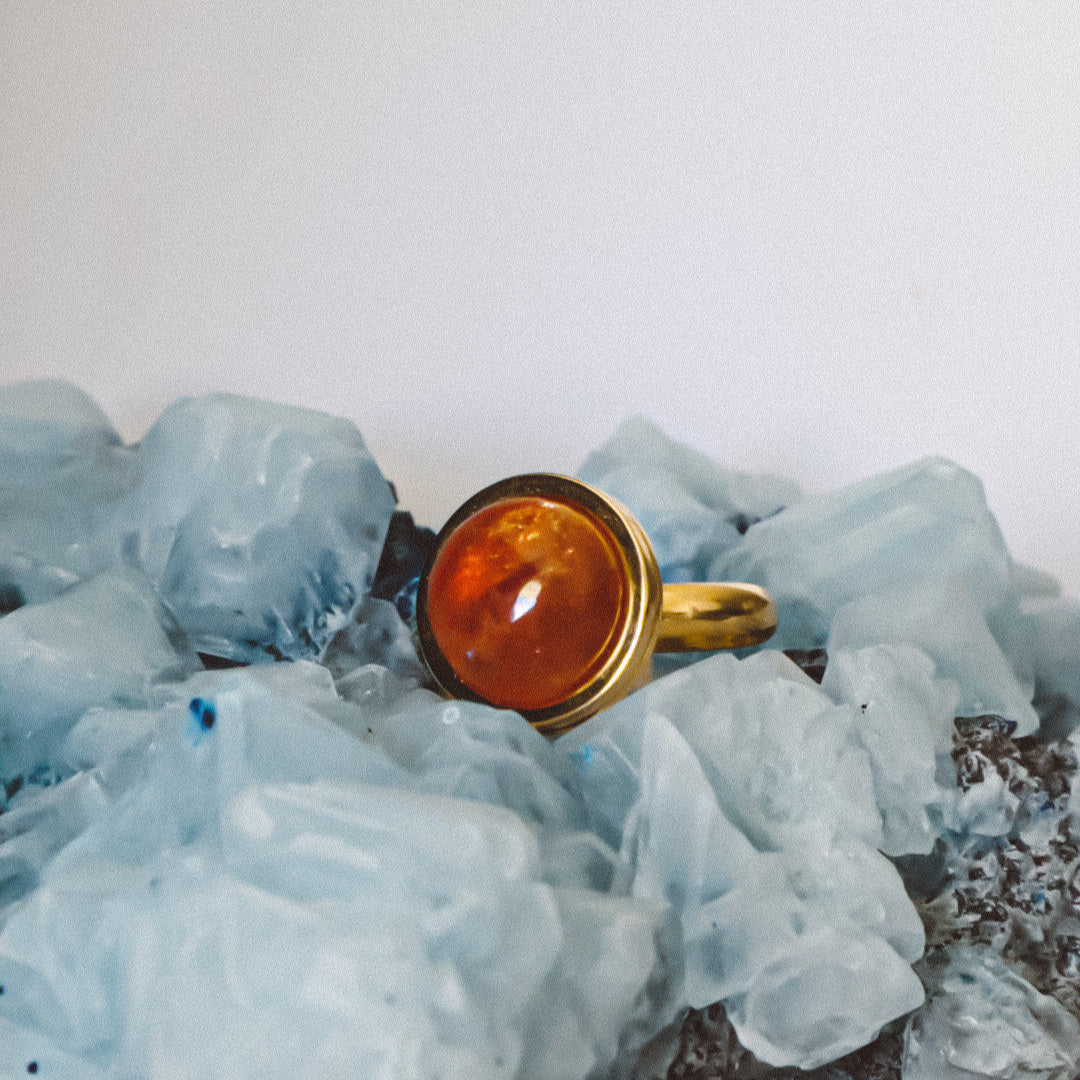 sunstone ring, sunstone jewellery, sunstone jewelry, gold orange sunstone ring, round natural sunstone ring