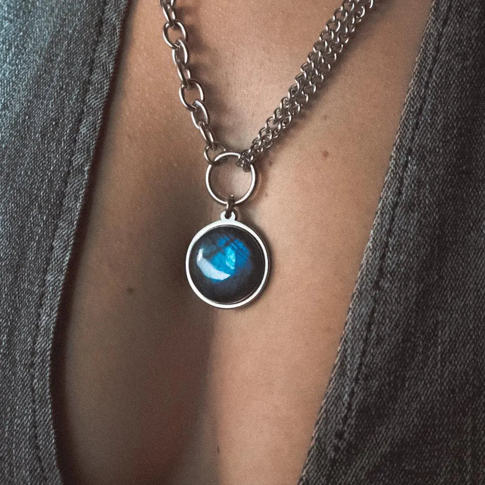EQUINOX Blue Labradorite O Ring Chain Choker Necklace