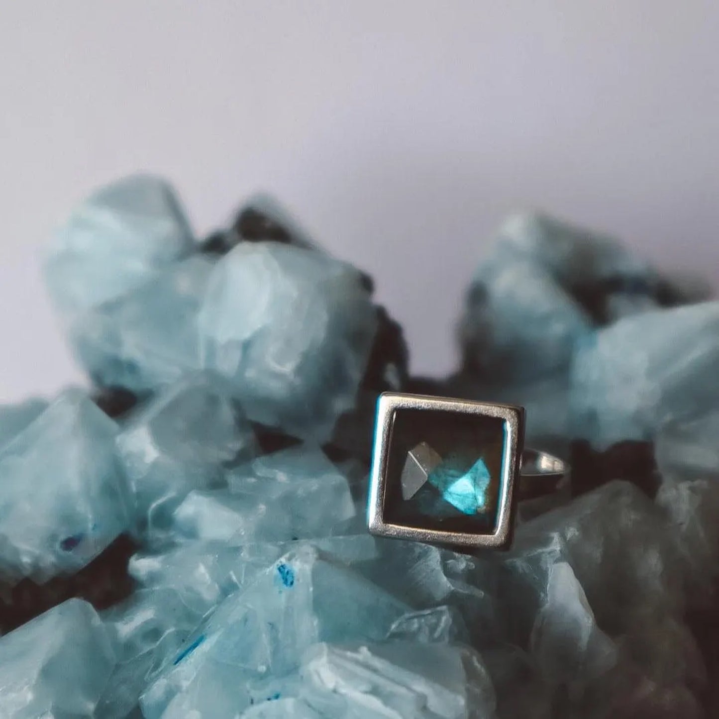 VARG Labradorite Square Ring Silver