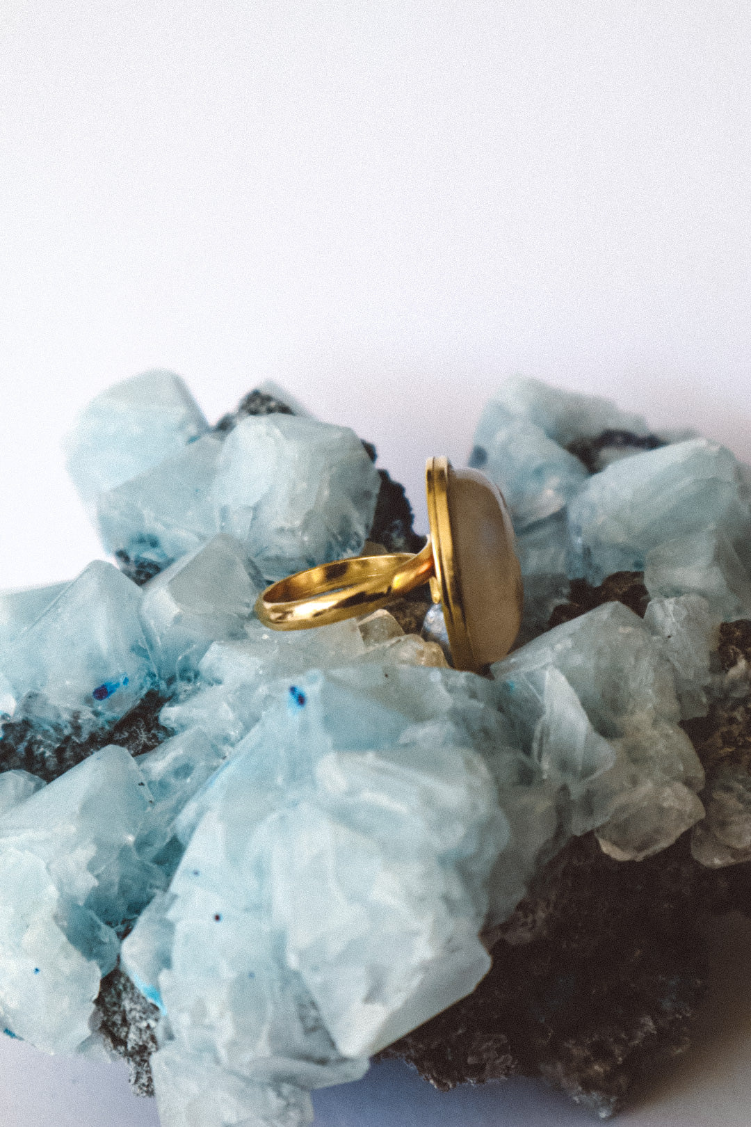AYA Rainbow Moonstone Statement Ring Gold