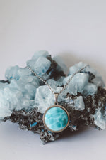 Load image into Gallery viewer, SAYA Larimar Pendant Statement Necklace Silver
