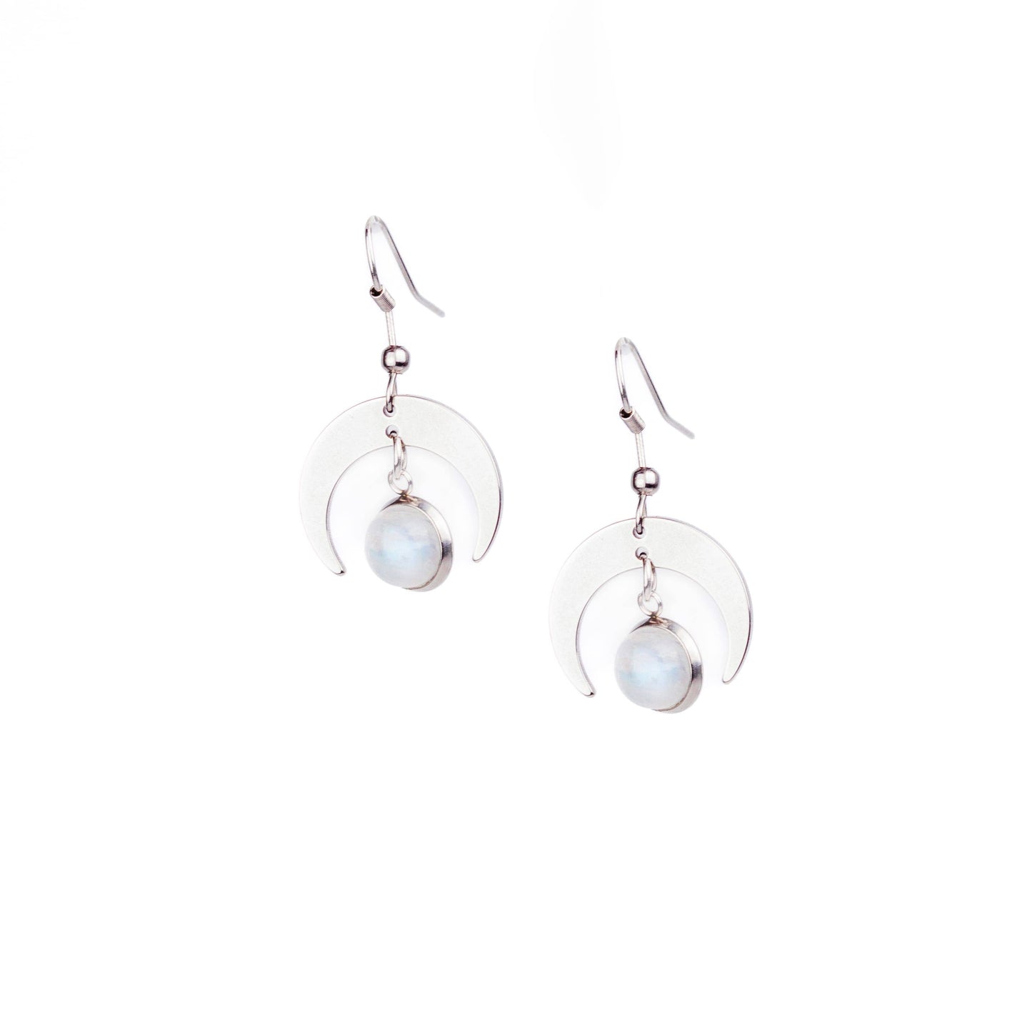 BIANCA Moonstone Moon Dainty Earrings Silver