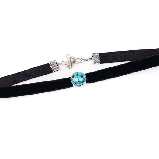 Collier Ras Du Cou En Pierres Précieuses - Noir/Argent