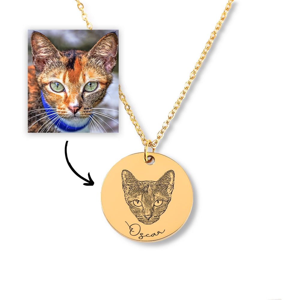 Personalized Cat Portrait Necklace - Custom