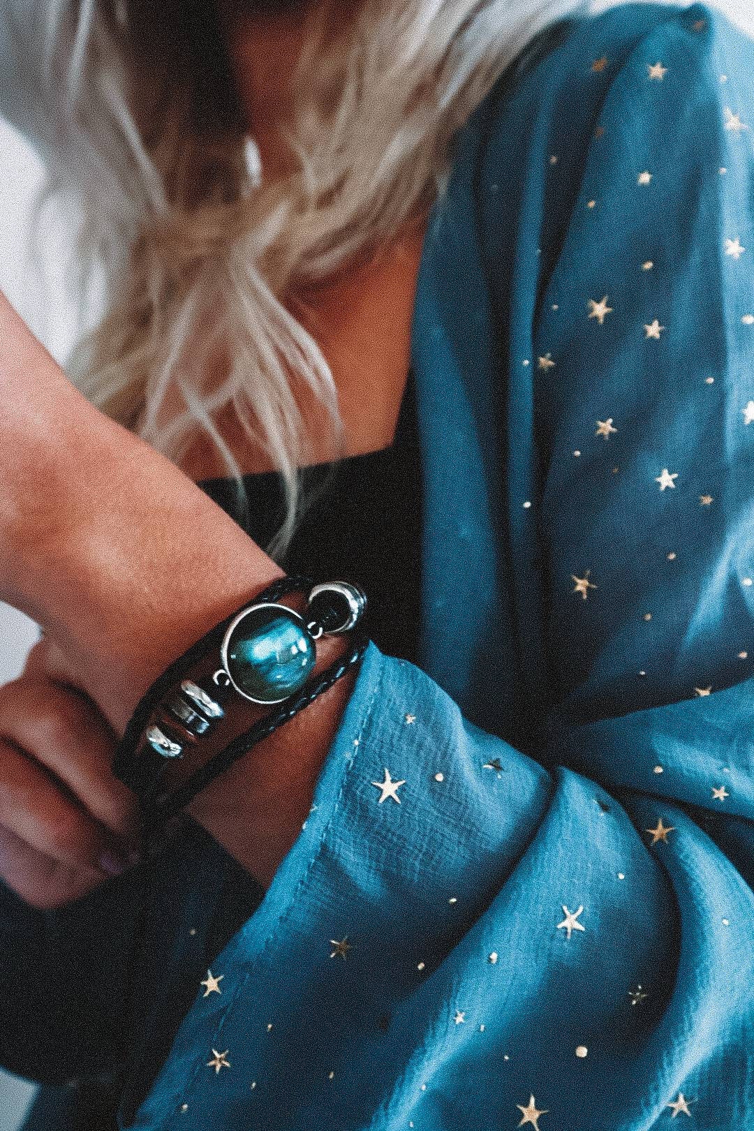 Blue Labradorite Beaded Stack Bracelet