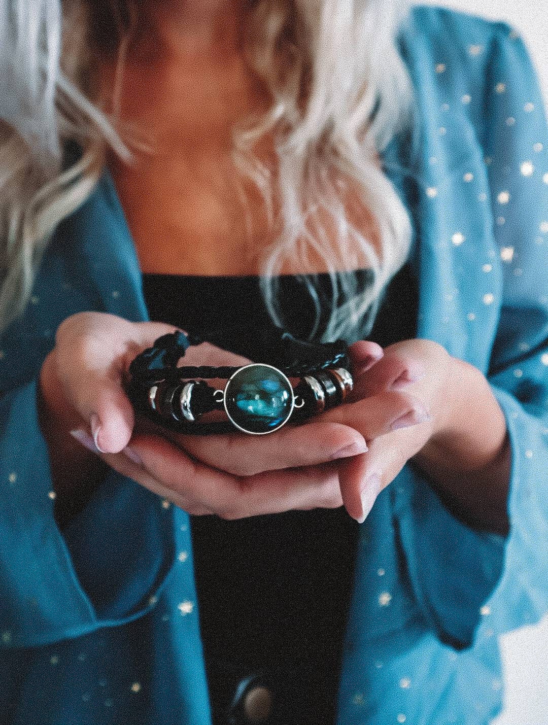 Blue Labradorite Beaded Stack Bracelet