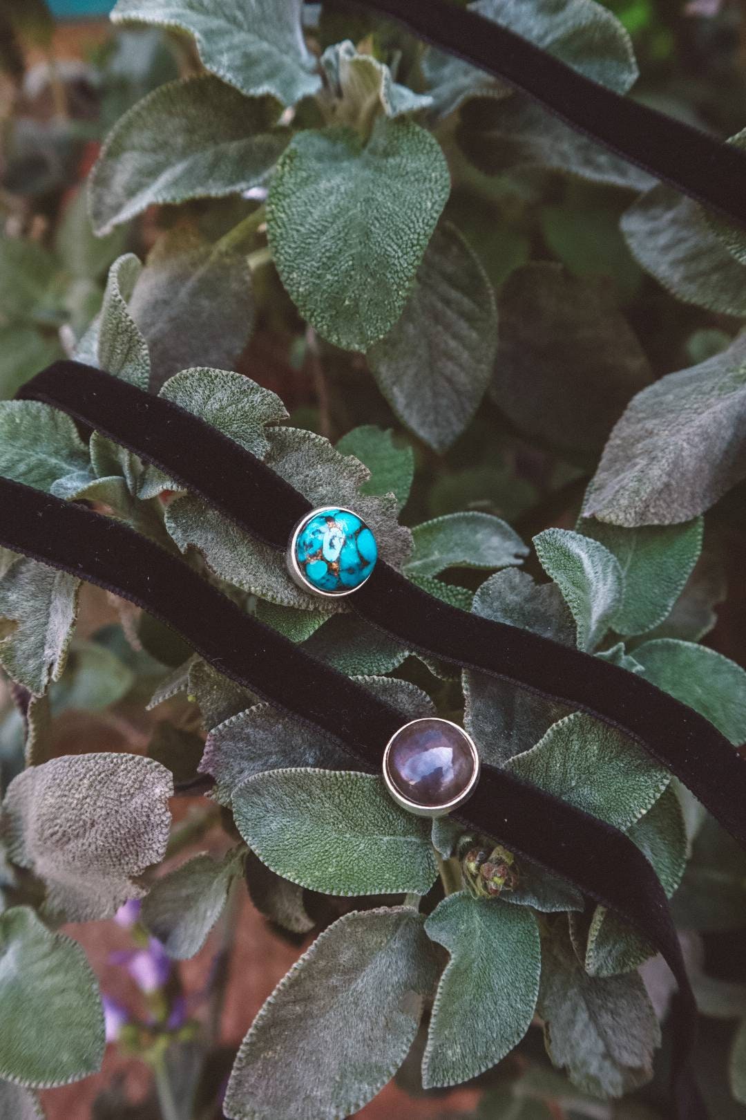 Collier Ras Du Cou En Pierres Précieuses - Noir/Argent