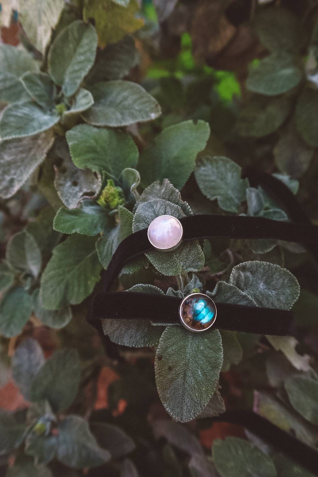 Collier Ras Du Cou En Pierres Précieuses - Noir/Argent