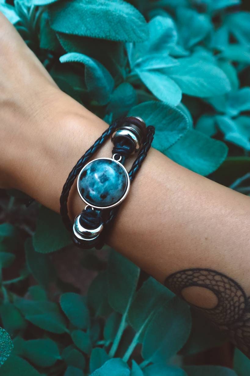 larvikite bracelet, mens bracelet, beaded bracelet, bracelet stack, gemstone bracelet