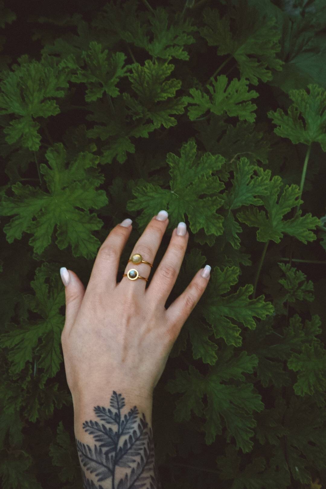 ODESSA Rainbow Moonstone Ring Gold