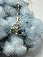 Load image into Gallery viewer, Natural Czech Moldavite, Herkimer Diamond and Meteorite Pendant Necklace 925 Silver
