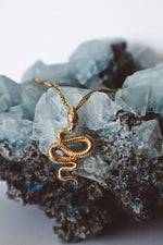 Load image into Gallery viewer, SERPENT Snake Pendant Necklace Gold
