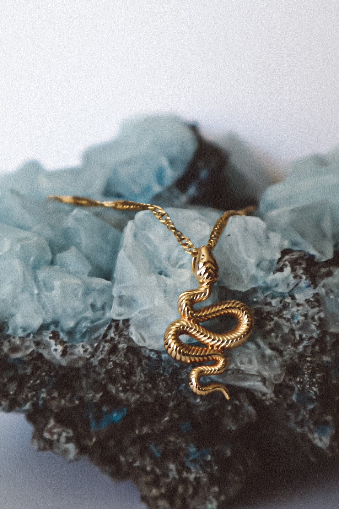 SERPENT Snake Pendant Necklace Gold