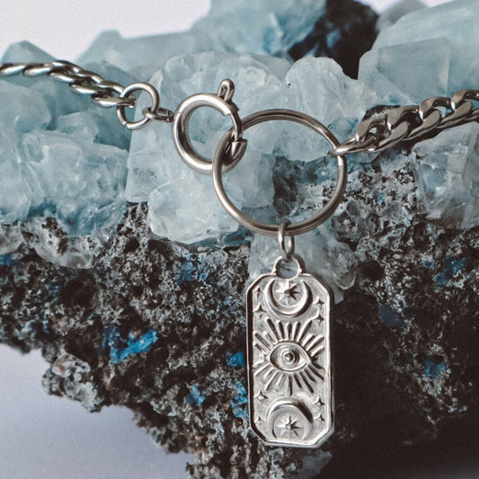 Lunar Gaze – O-Ring-Panzerketten-Halsband, Silber