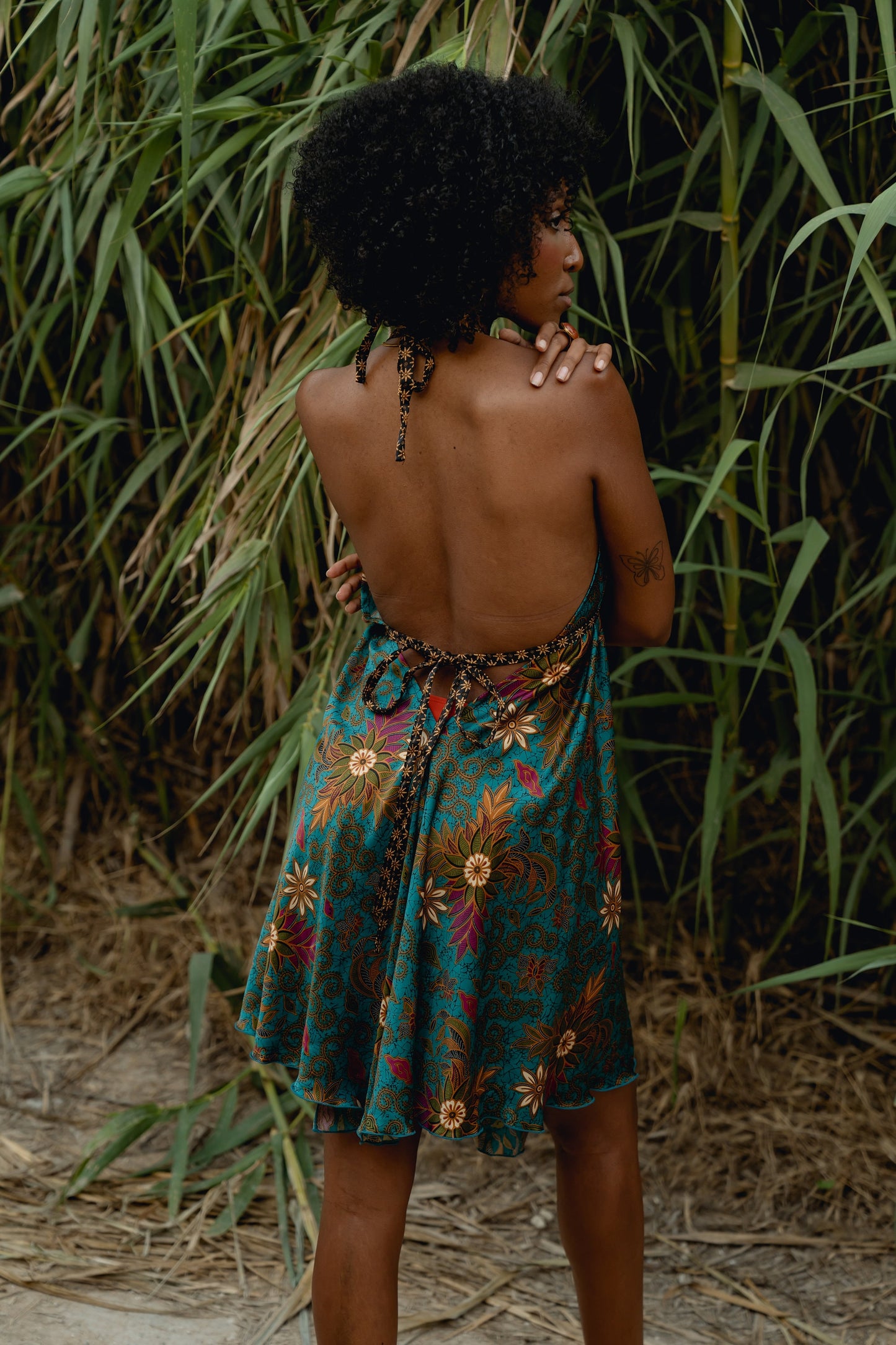 Blue Floral Silk Mini Dress - Nerium