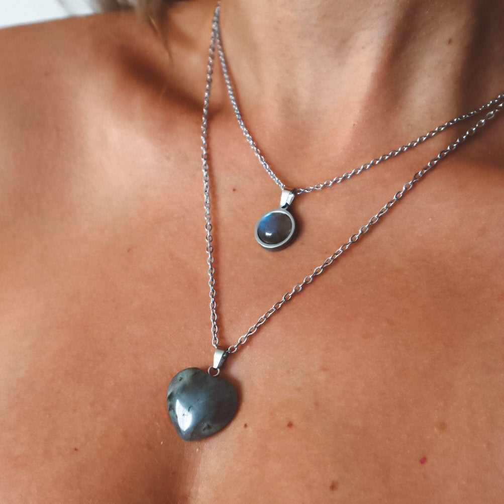 Blue Labradorite Pendant Necklace - Silver