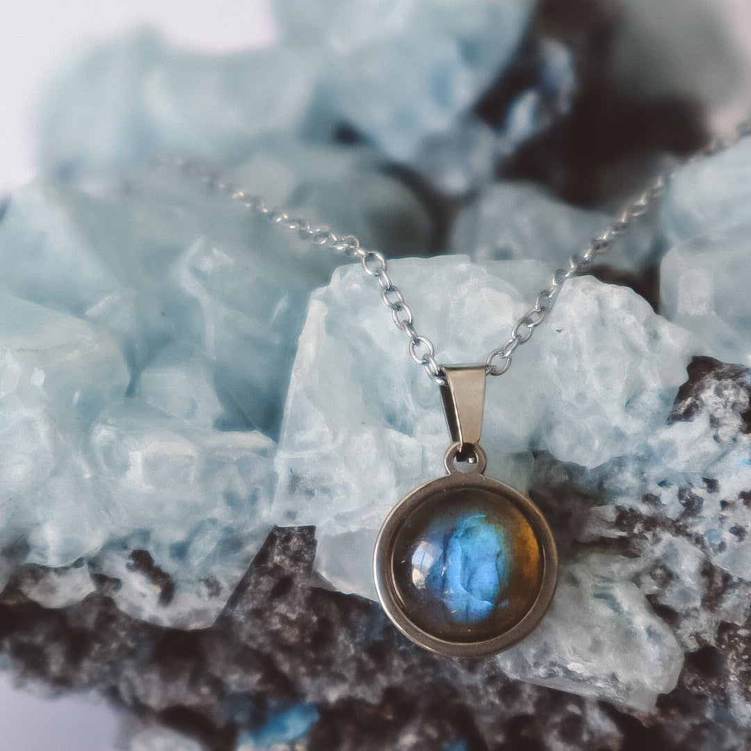 Blue Labradorite Pendant Necklace - Silver