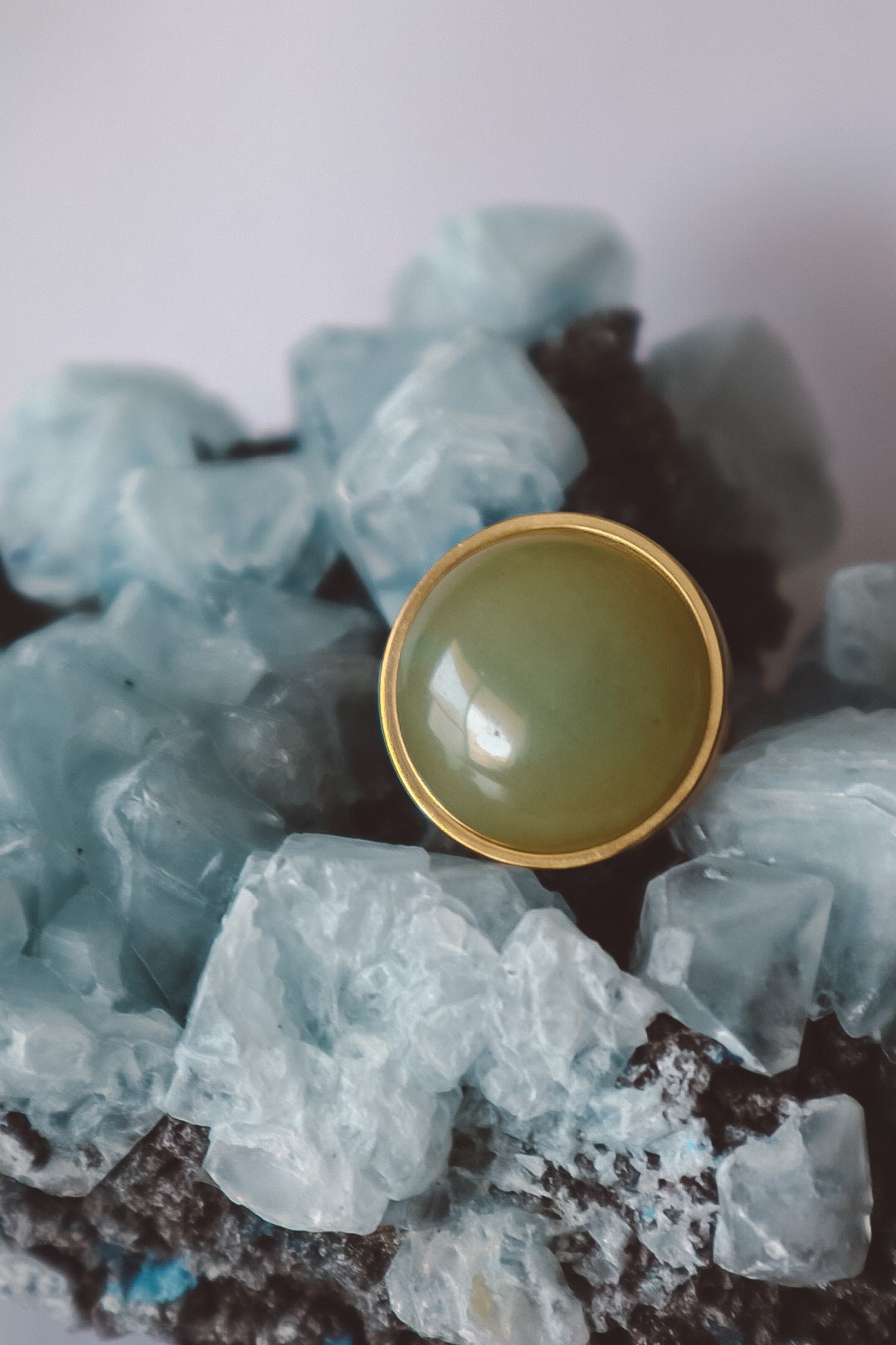 Green Aventurine Statement Ring - Gold
