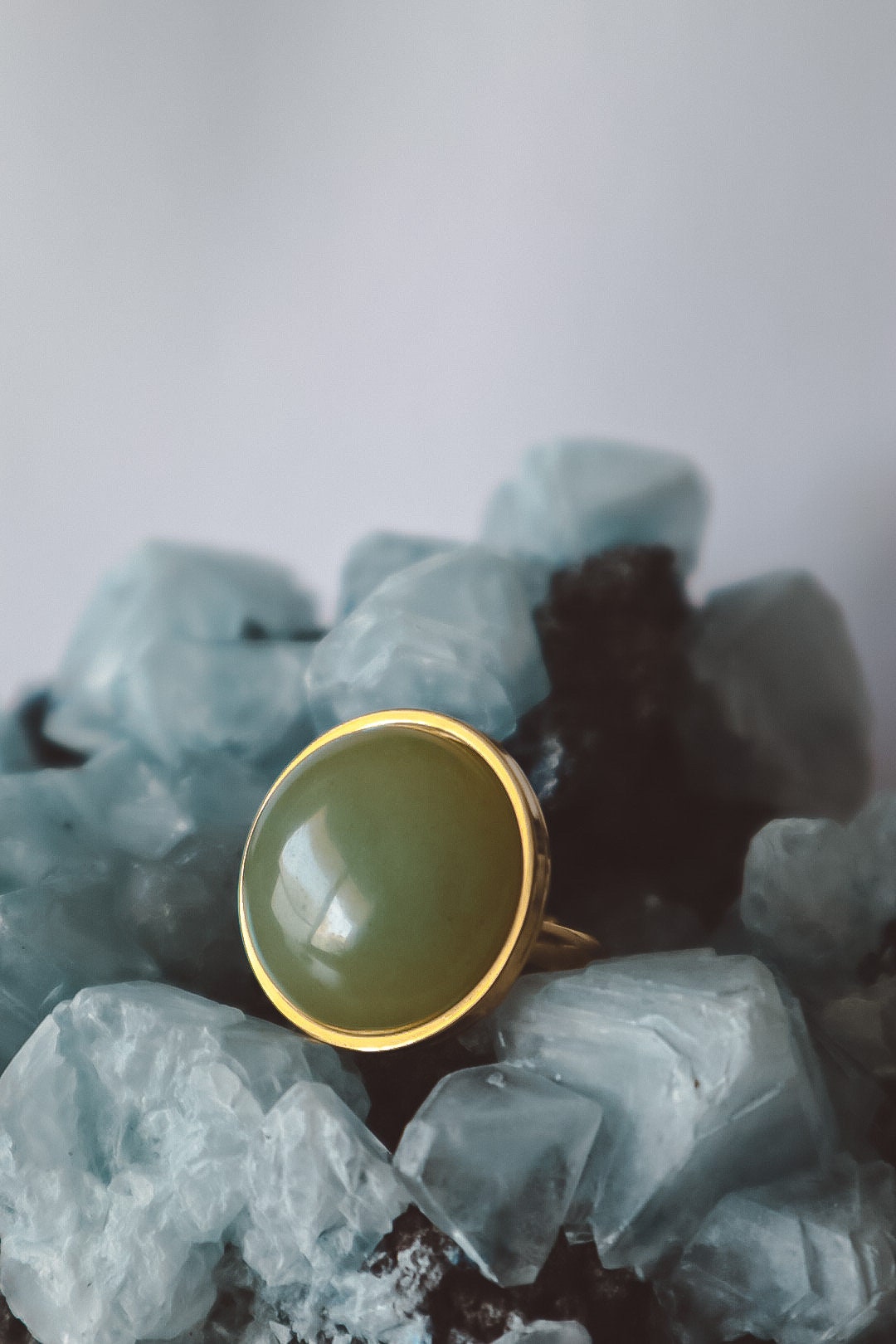Green Aventurine Statement Ring - Gold