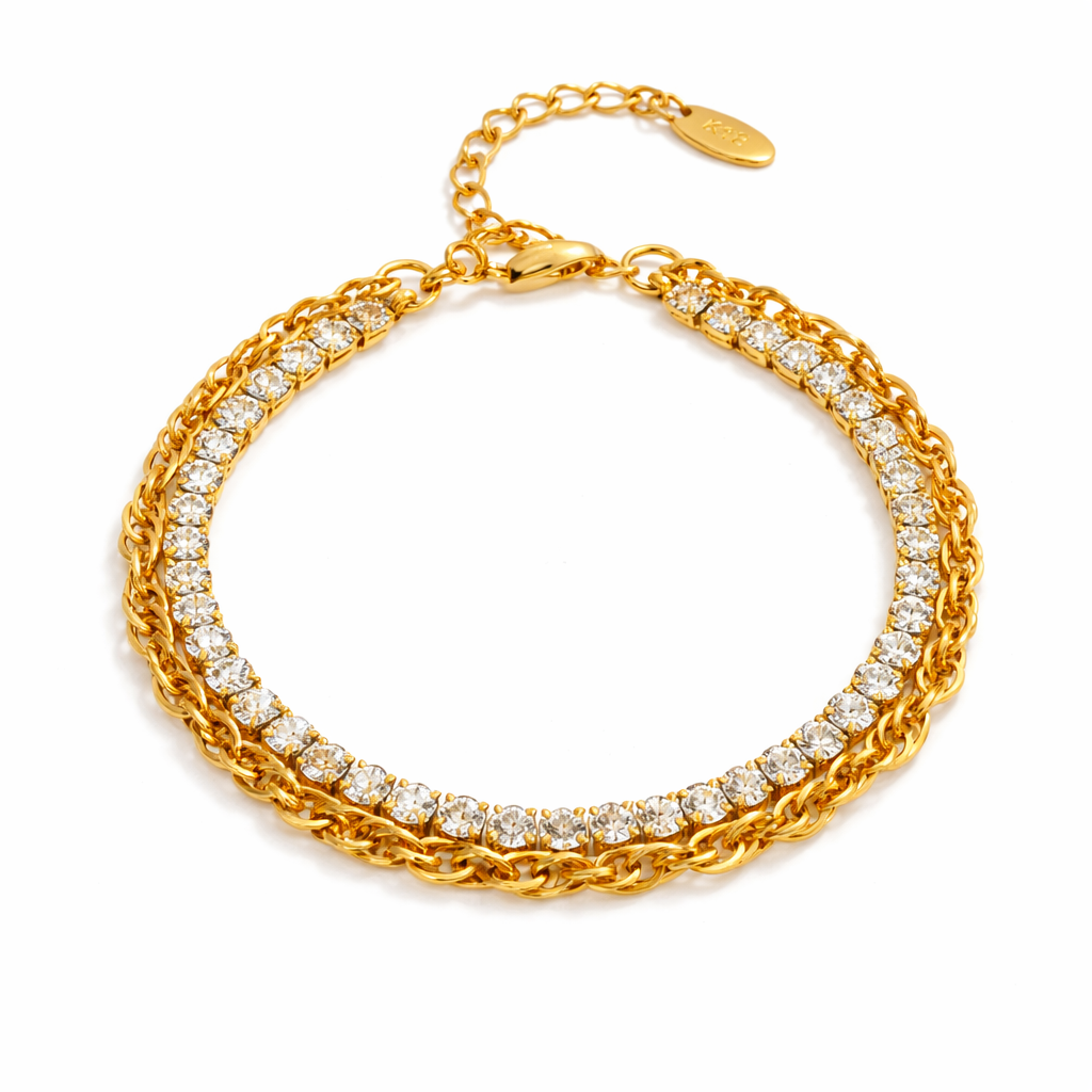 Zirkon Massiver Armreif – Gold