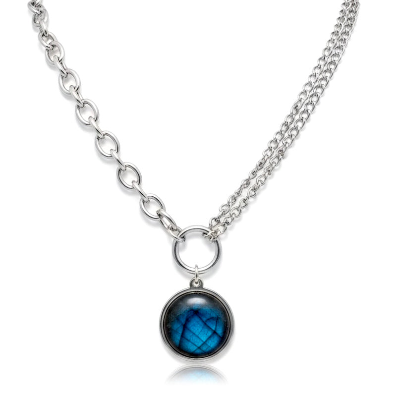 EQUINOX Blue Labradorite O Ring Chain Choker Necklace