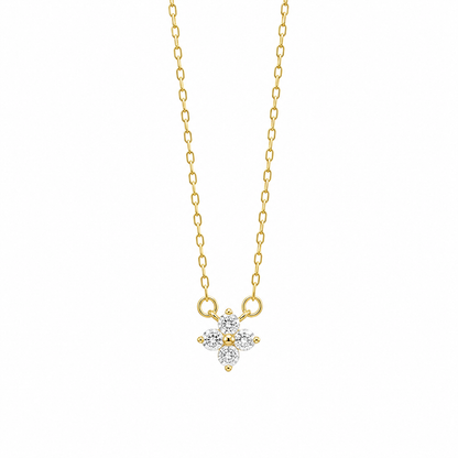 BLOOM Clover Cubic Zirconia Dainty Pendant Necklace Gold
