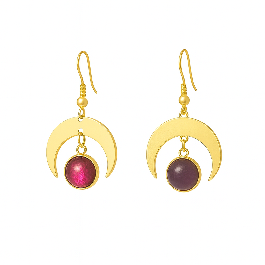 MOON SHADOW Purple Labradorite Earrings Gold