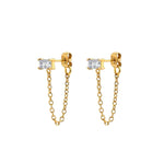 Load image into Gallery viewer, ZEA Zircon Chain Earrings - Gold
