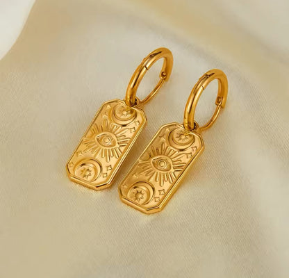 LUNAR GAZE Dangle Charm Earrings Gold