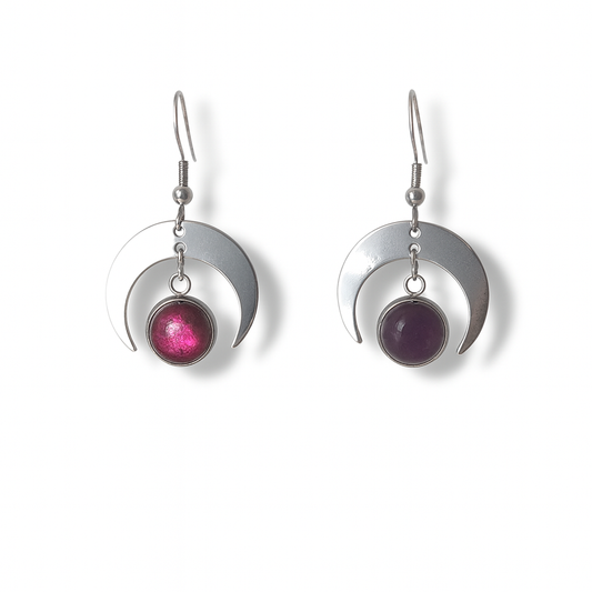 MOON SHADOW Purple Labradorite Earrings Silver